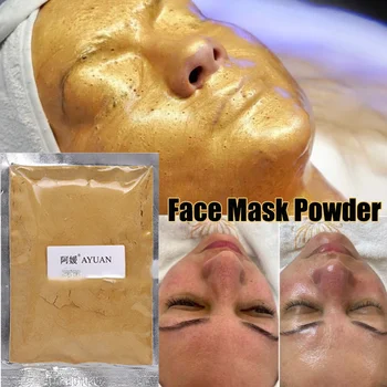 24K Золотая коллагеновая активная маска для лица, Пудра, отбеливающая, осветляющая, Сделай сам Спа, Глубоко увлажняющая маска для лечения морщин против старения 20 г Изображение