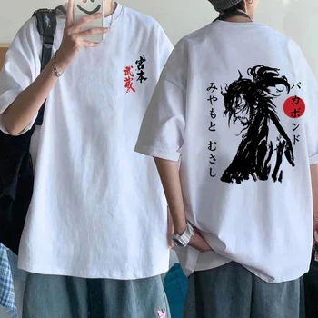 Футболка с бродягой из японского аниме, мужская женская повседневная уличная одежда в стиле Харадзюку, летняя рубашка с коротким рукавом от Miyamoto Musashi Изображение
