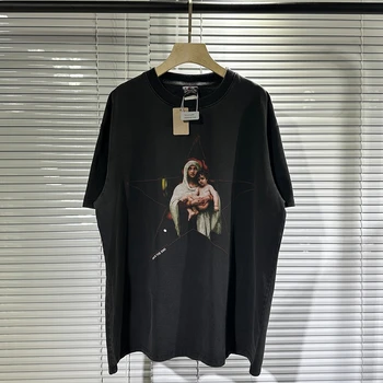 Saint Michael 23SS, Мужская и женская модная футболка, винтажная футболка в стиле хип-хоп, уличная повседневная футболка Оверсайз с коротким рукавом Изображение