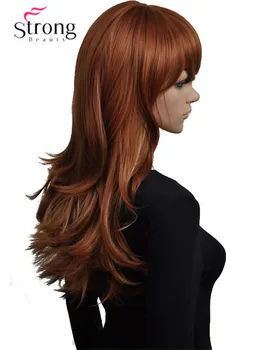 Каштановые с мелированием синтетические парики для женщин, парики из длинных волнистых термостойких волос Изображение