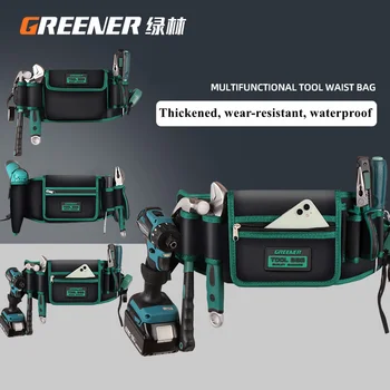 Поясная сумка для инструментов для электрика GREENERY многофункциональная портативная водонепроницаемая износостойкая фурнитура, специальная сумка для инструментов Изображение