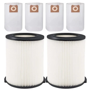 Замена белого фильтра из 2 упаковок Для пылесосов Ridgid для магазина 5-20 галлонов для влажной сушки + 4 Упаковки мешков VF3502 для Ridgid 12-16 галлонов Изображение