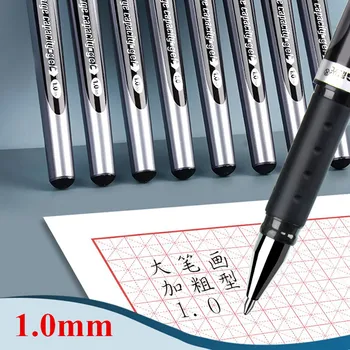 6 шт. /компл. Черных ручек для подписи 1,0 мм, гелевых ручек Bold большой емкости, офисная ручка для подписи Изображение