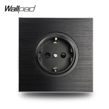 Wallpad L6 Черный Алюминиевый ЕС Schuko Настенная электрическая розетка Сатинированный металл, 86*86 мм Изображение